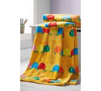 Catherine Lansfield 'Curious Caterpillar' Cosy Fleece Blanket Throw in Yellow | Size: 130 cm x 170 cm Catherine Lansfield Yellow 130 cm x 170 cm