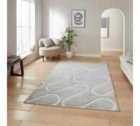 Catherine Lansfield Curve Grey Short Pile Rug - 160x230cm