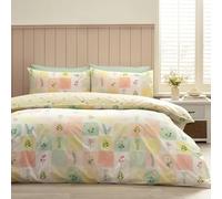 Catherine Lansfield Daisy Patchwork Reversible Double Duvet Cover Set with Pillowcases Yellow