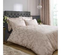 Catherine Lansfield Damask Jacquard Super King Duvet Cover Set with Pillowcases Champagne Gold