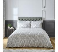 Catherine Lansfield Damask Jacquard Duvet Cover Set - Silver Grey - King