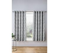 Catherine Lansfield 'Damask Jacquard' Lined Eyelet Curtains in Silver | Size: 168 cm width x 229 cm drop Catherine Lansfield Silver 168 cm width x 229 cm drop