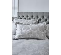 Catherine Lansfield Pillow Shams Damask Jacquard Quilted Pair Silver Grey