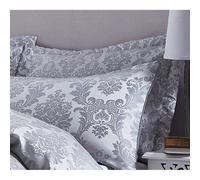 Catherine Lansfield Pillow Shams Damask Jacquard Quilted Pair Silver Grey