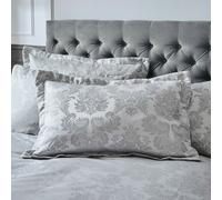Catherine Lansfield Pillow Shams Damask Jacquard Quilted Pair Silver Grey