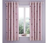 Catherine Lansfield Dancing Fairies 66x72 Inch Fully Reversible Lined Two Curtain Panels Pink
