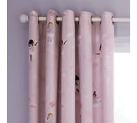 Catherine Lansfield Dancing Fairies Fully Reversible Lined Eyelet Curtains - 66x72 Inch - Pink