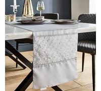 Catherine Lansfield Deco Sequin 32x220cm Dining Table Runner Silver Grey