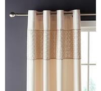 'Deco Sequin' Lined Eyelet Curtains Catherine Lansfield Gold 168cm width x 229cm drop
