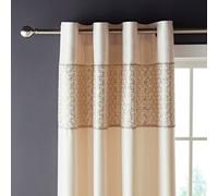 Catherine Lansfield Deco Sequin 66x90 Inch Lined Eyelet Curtains Two Panels Champagne Gold