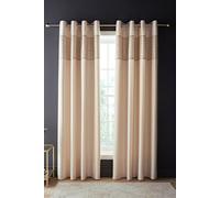 'Deco Sequin' Lined Eyelet Curtains Catherine Lansfield Gold 168cm width x 229cm drop