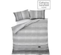 Catherine Lansfield Denim Abstract Stripe Distressed Soft Modern Duvet Cover Set