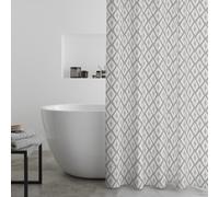 Catherine Lansfield Aztec Diamond180x180cm Shower Curtain Panel Silver Grey