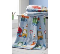 Catherine Lansfield Kids Digger Dreams Cosy Fleece 130x170cm Blanket Throw Blue