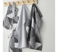 Catherine Lansfield Pair of Tea Towels Larsson Geo Monochrome Grey