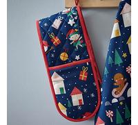 Catherine Lansfield Dining Santa's Christmas Wonderland Indoor 18x88 cm Double Oven Glove Navy