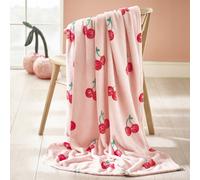 Catherine Lansfield Disco Cherries Cosy Fleece 200X240Cm Oversized Blanket Throw Pink