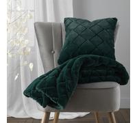 Catherine Lansfield Downstairs Living Cosy Diamond Soft 130X170Cm Blanket Throw Bottle Green
