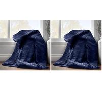 Catherine Lansfield Downstairs Living Cosy Diamond Soft 130x170cm Blanket Throw Navy (Pack of 2)