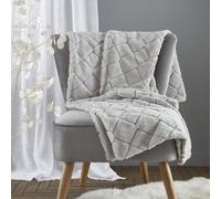 Catherine Lansfield Downstairs Living Cosy Diamond Soft 130X170Cm Blanket Throw Silver Grey