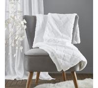 Catherine Lansfield Downstairs Living Cosy Diamond Soft 130X170Cm Blanket Throw White