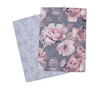 Catherine Lansfield Dramatic Floral Two Pack Tea Towels Grey,One Size,KT/46659/W/TT2/GY
