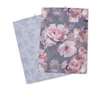Catherine Lansfield Dramatic Floral Two Pack Tea Towels Grey,One Size,KT/46659/W/TT2/GY