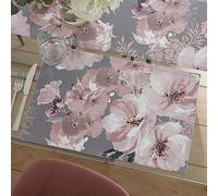 Catherine Lansfield Dramatic Floral Two Pack Wipe Clean Placemats Grey One Size KT/46659/W/PLM2/GY