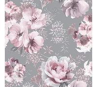 Catherine Lansfield Dramatic Floral Wallpaper Grey, 1 Roll - 10.05m x 0.53m