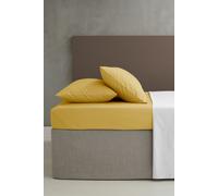 Catherine Lansfield Double Fitted Sheet Easy Iron Percale Combed Polycotton 35cm Depth Ochre