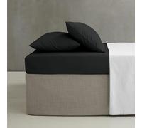 Catherine Lansfield Double Fitted Sheet Easy Iron Percale Combed Extra Deep 35cm Black