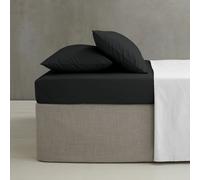 Catherine Lansfield Double Fitted Sheet Easy Iron Percale Combed Extra Deep 35cm Black