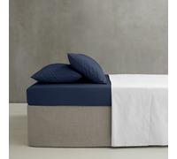 Catherine Lansfield Easy Iron Percale Combed Fitted Sheet 35Cm Depth Navy Blue