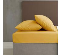 Catherine Lansfield Easy Iron Percale Combed Super King Fitted Sheet Ochre Yellow