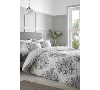 Catherine Lansfield 'Elinda Floral' Reversible Duvet Cover Set in White | Size: Single Catherine Lansfield White Single