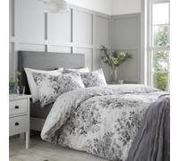 Catherine Lansfield Elinda Floral Reversible Double Duvet Cover Set with Pillowcases Grey