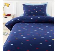 'Embroidered Cars' Soft Microfibre Duvet Cover Set Catherine Lansfield Blue Double