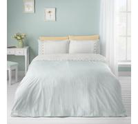 Catherine Lansfield Embroidered Daisy Soft Touch King Duvet Cover Set With Pillowcases Sage Green