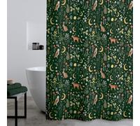 Catherine Lansfield Enchanted Twilight Animals 180x180cm Shower Curtain Forest Green