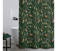 Catherine Lansfield Enchanted Twilight Animals 180x180cm Shower Curtain Forest Green
