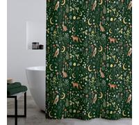 Catherine Lansfield Enchanted Twilight Animals 180X180Cm Shower Curtain Forest Green