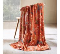 Catherine Lansfield Enchanted Twilight Animals Cosy Fleece 130X170Cm Blanket Throw Burnt Orange