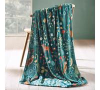 Catherine Lansfield Enchanted Twilight Animals Cosy Fleece Blanket Throw Forest Green - 130 x 170 cm - Forest Green