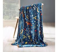 Catherine Lansfield Enchanted Twilight Animals Blanket Throw Navy Blue | Cosy Fleece 130x170cm