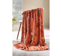 Catherine Lansfield Enchanted Twilight Animals Cosy Fleece 130x170cm Blanket Throw Burnt Orange