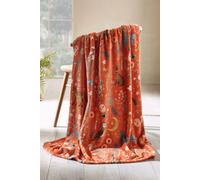 Catherine Lansfield 'Enchanted Twilight Animals' Cosy Fleece Blanket Throw in Burnt Orange | Size: 130 cm x 170 cm Catherine Lansfield Burnt Orange 130 cm x 170 cm