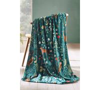 Catherine Lansfield 'enchanted Twilight Animals' Cosy Fleece Blanket Throw In Green Green 130cm x 170cm