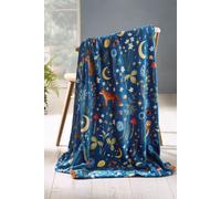 Catherine Lansfield Enchanted Twilight Animals Cosy Fleece 130x170cm Blanket Throw Navy Blue