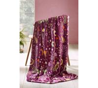 Catherine Lansfield Enchanted Twilight Animals Cosy Fleece Blanket Throw Forest Plum - 130 x 170 cm - Plum