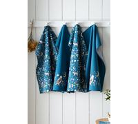 Catherine Lansfield 'Enchanted Twilight Animals' Cotton Kitchen Tea Towel Pack of 4 in Navy | Size: 4 Pack Catherine Lansfield Navy 4 Pack
